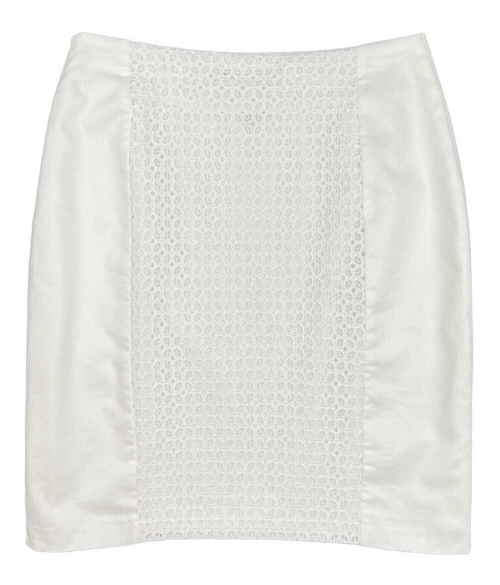 APT. 9 Skirt Summer White Pencil Crochet Lace Front Panel Lined Womens 10